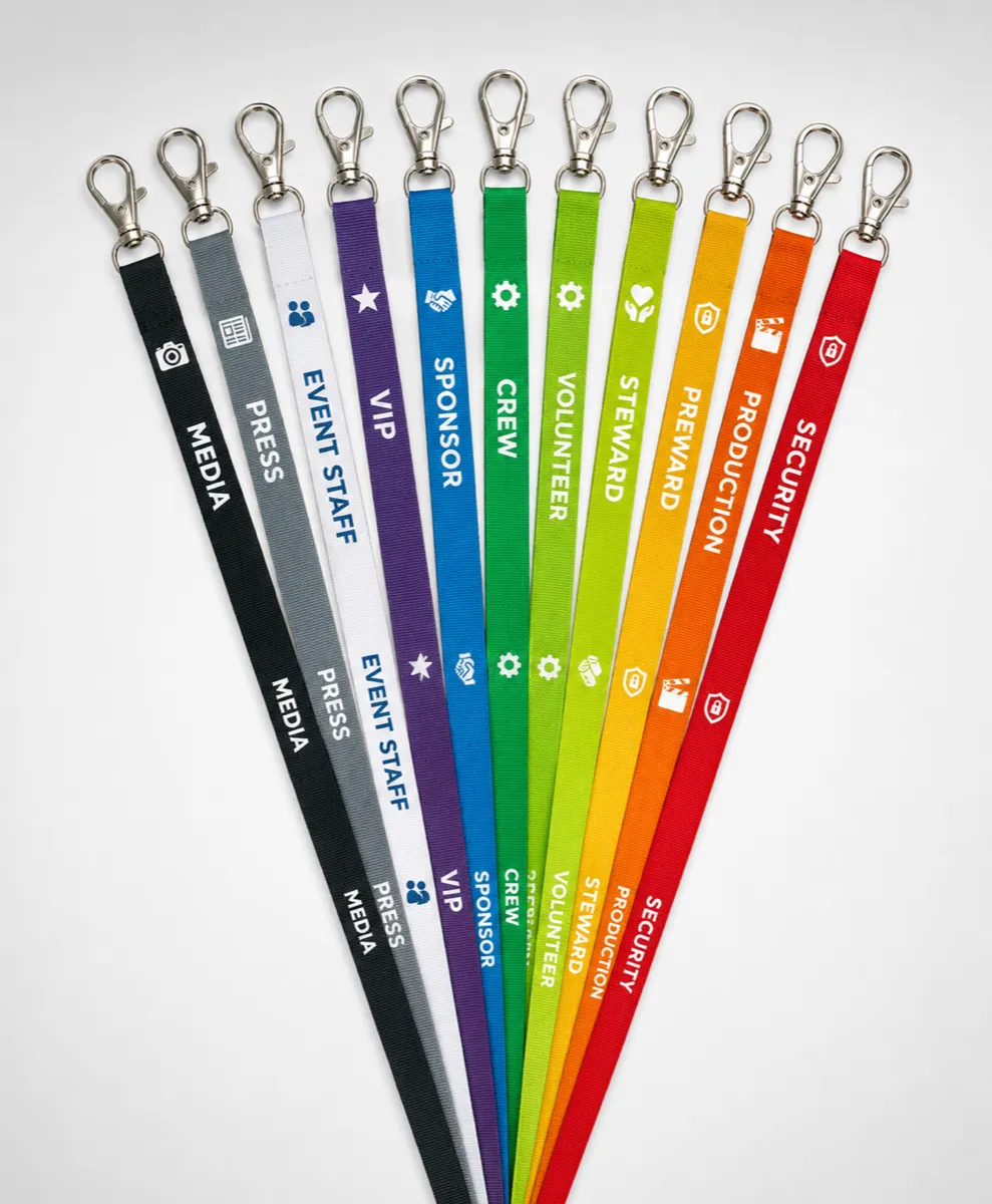 Custom printed event lanyards in multiple colours