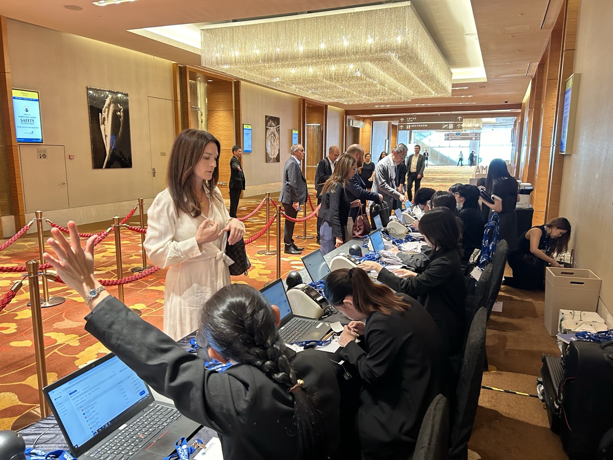 Event registration desk setup